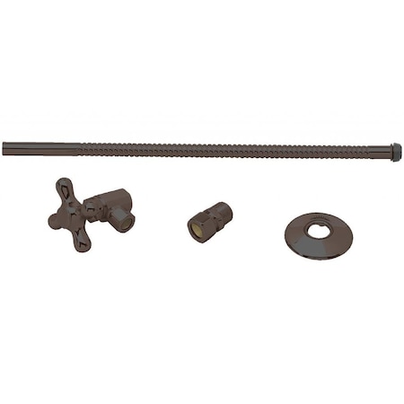Westbrass Toilet Kit W/ Stop and Corrugated Riser, Cross Handle in Oil Rubbed Bronze D1712T-12